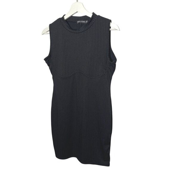 Pretty Little Thing Womens 10 Black Ribbed Knit Bodycon Mini Dress - Picture 4 of 12